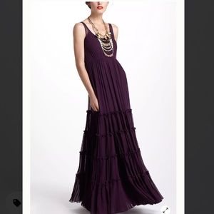 ✨NWT Anthro x Quilaree Tiered Silk Maxi Dress